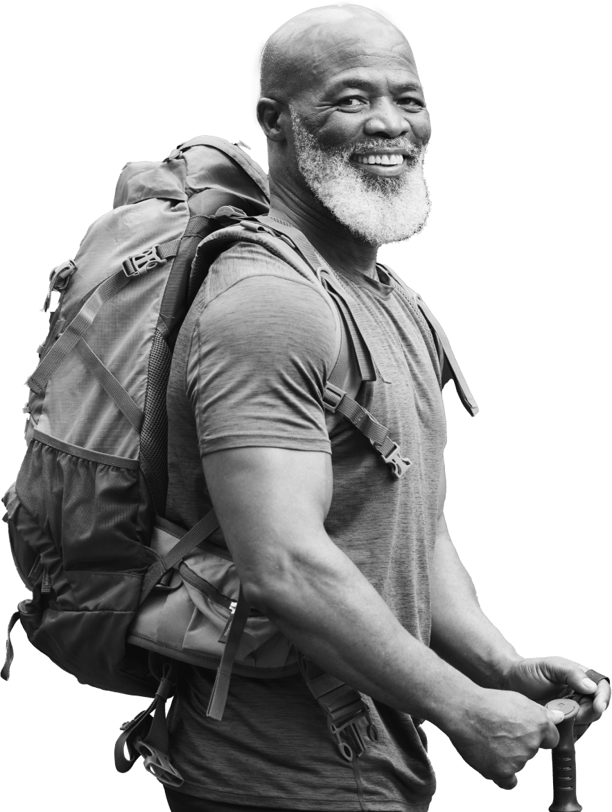 A man with his hiking backpack